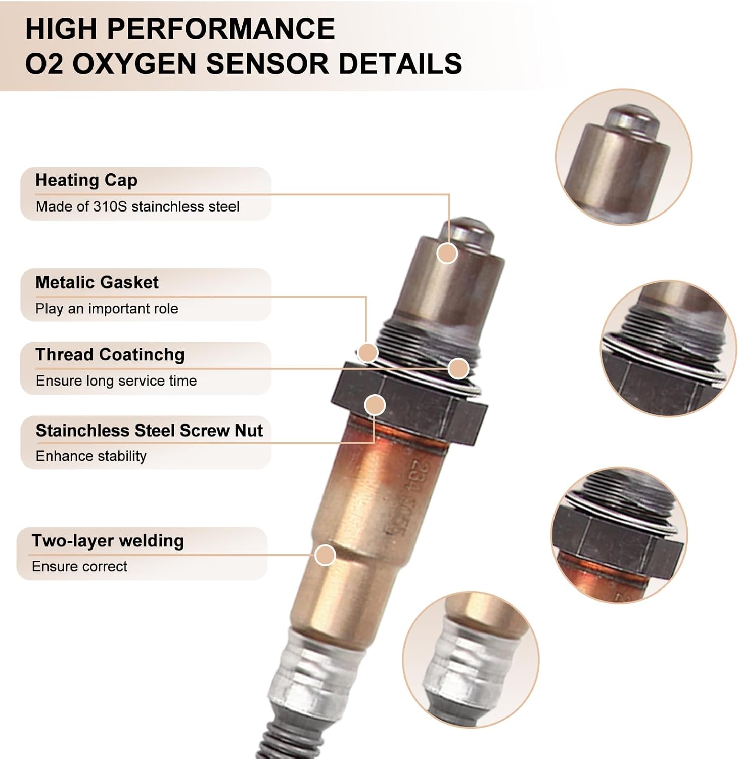 Oxygen O2 Sensor Upstream Fits for Hyundai Accent Veloster 1.6L 2012-2017, for Kia Rio Soul Non Turbo 1.6L 2012-2018, Replace 234-5055 2345055 24326 39210-2B210 392102B210 39210-2B410 392102B410