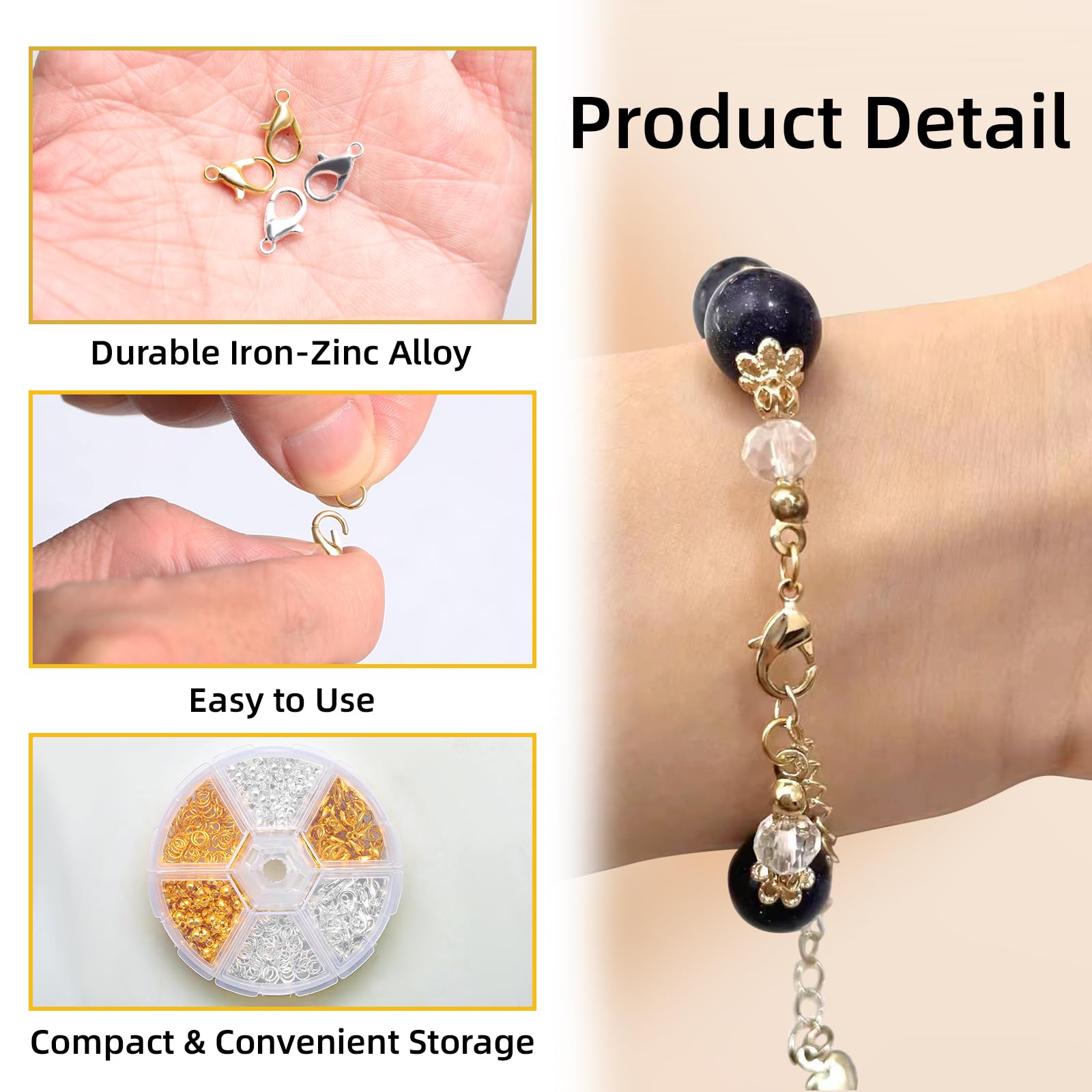 463-delige Sieradenset – Armband- En Kettingsluitingen, Karabijnhaken, Buigringen & Tang – Zilver En Goud – Voor Beginners En Pro’s