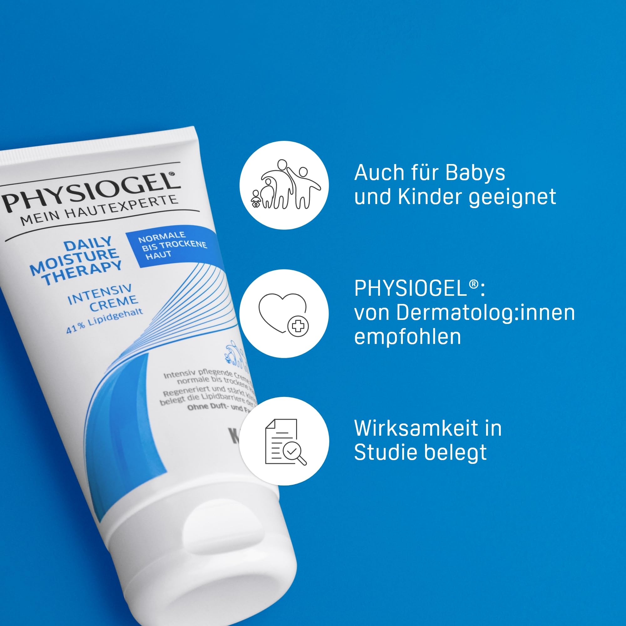PHYSIOGEL Daily Moisture Therapy Intensiv Creme 150 ml - regenerierende Feuchtigkeitscreme für trockene Haut - Hautcreme spendet intensive Feuchtigkeit (Packung mit 2)