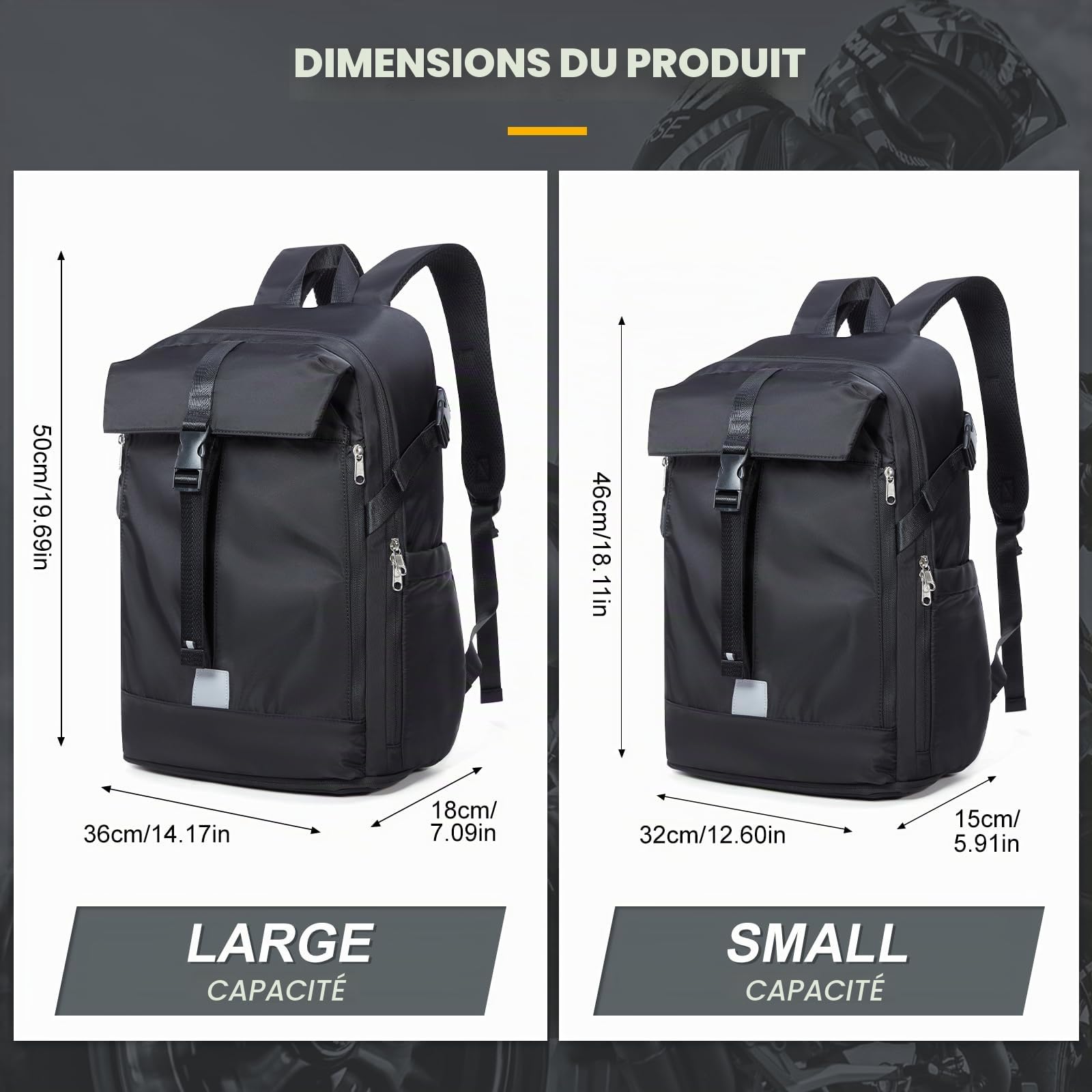 Sac a Dos Moto Homme Femme Sac à Dos Casque Moto étanche pour Voyage Grande Capacité Sac a Dos de Sport de Basketball,Noir