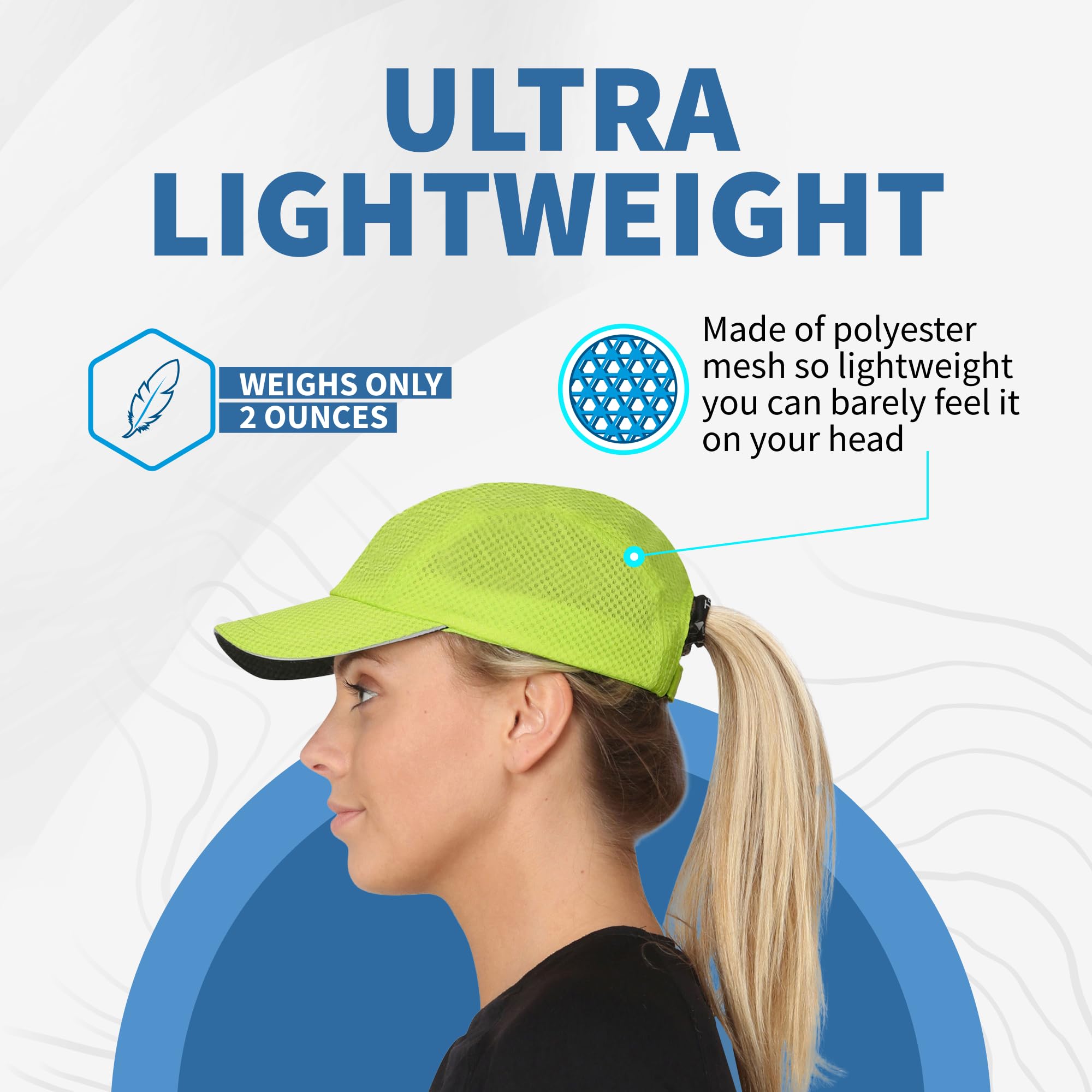 TrailHeads Damska czapka sportowa z odblaskowym wykończeniem, lekka i szybkoschnąca czapka sportowa z odblaskowym wykończeniem, regulowane dopasowanie