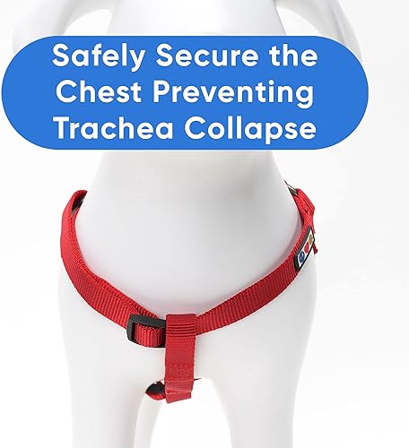 Miniatura 4 de Pawtitas Arnés Step-in de Color Sólido para Perro – Chaleco Ajustable Anti-Tirones para Cachorros a Seniors, Seguro y Cómodo L Rojo