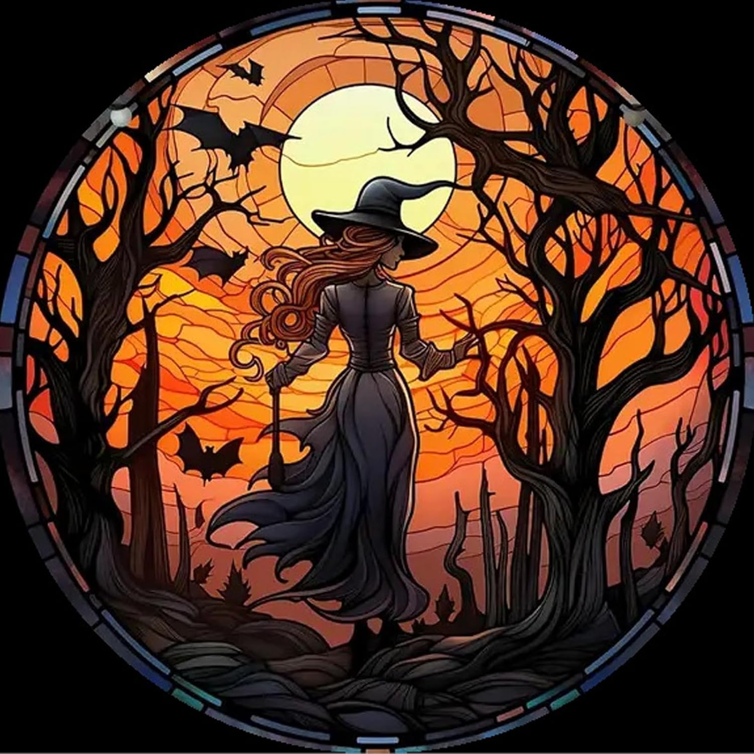 Gothic Halloween Cameo Earrings,Vintage Crystal Glass Witch/Raven/Bat/Tree Dangle Earrings Punk Style Dark Earring Goth Victorian Earring Halloween Jewelry for Women - Image 3