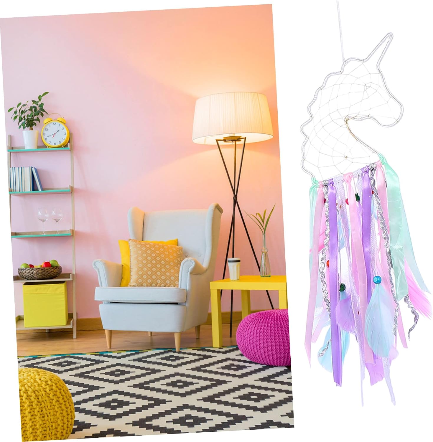 Unicorn Dreamcatcher Night Light Star Shaped Decor Small Hanging Ornament Bedroom Decoration Dream Catchers for Adults