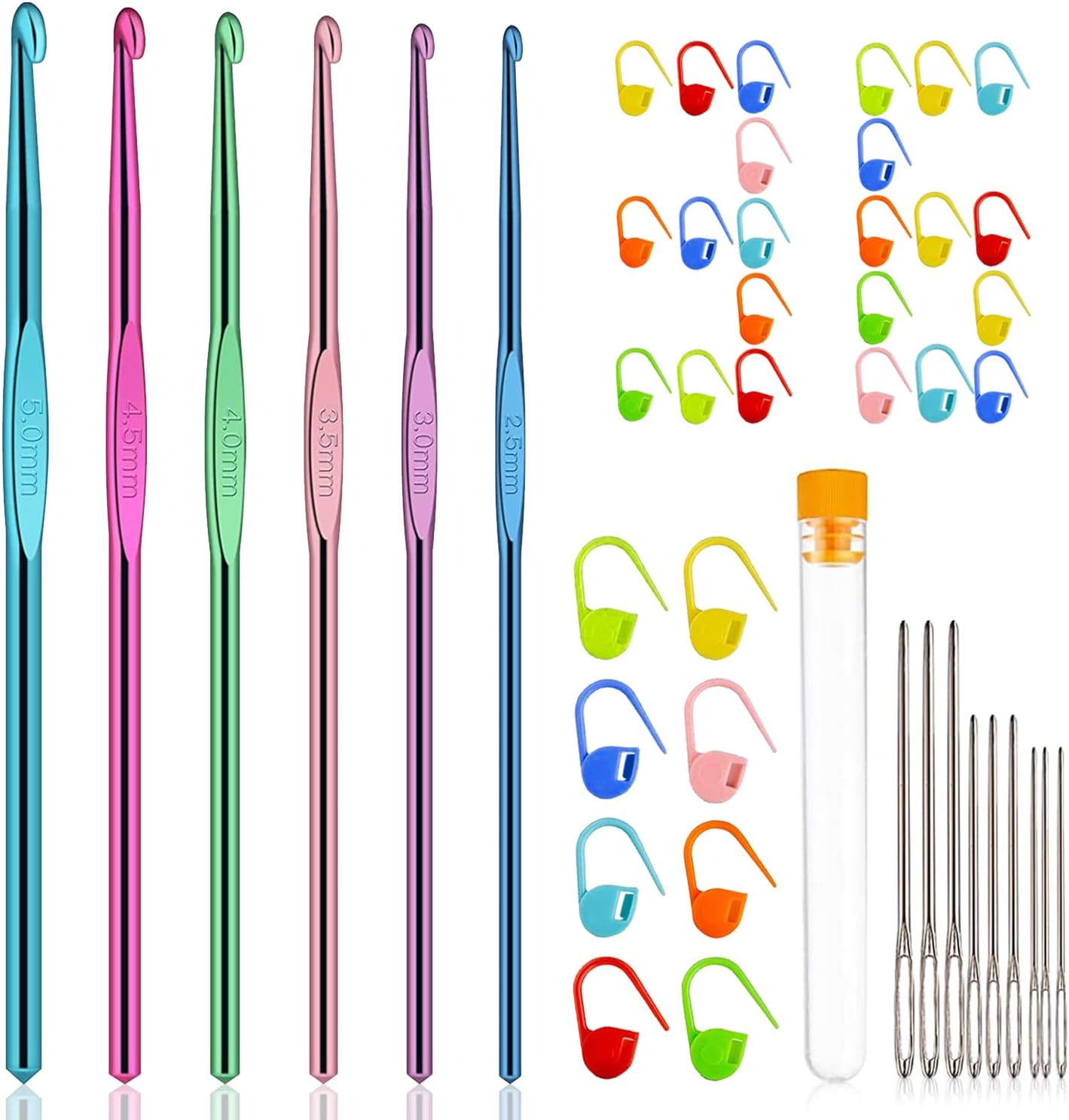 5 Pack Size G Crochet Hooks - 4mm Aluminum Crochet Needles For Knitting