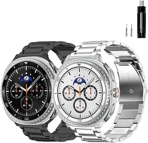 Vista 8 de GOLDTOLUCK Stainless Steel Band Compatible with Samsung Galaxy Watch 8 7 6 5 4 Classic FE Pro 40mm 44mm 46mm 43mm 47mm 45mm 42mm 20mm Men Women Negro