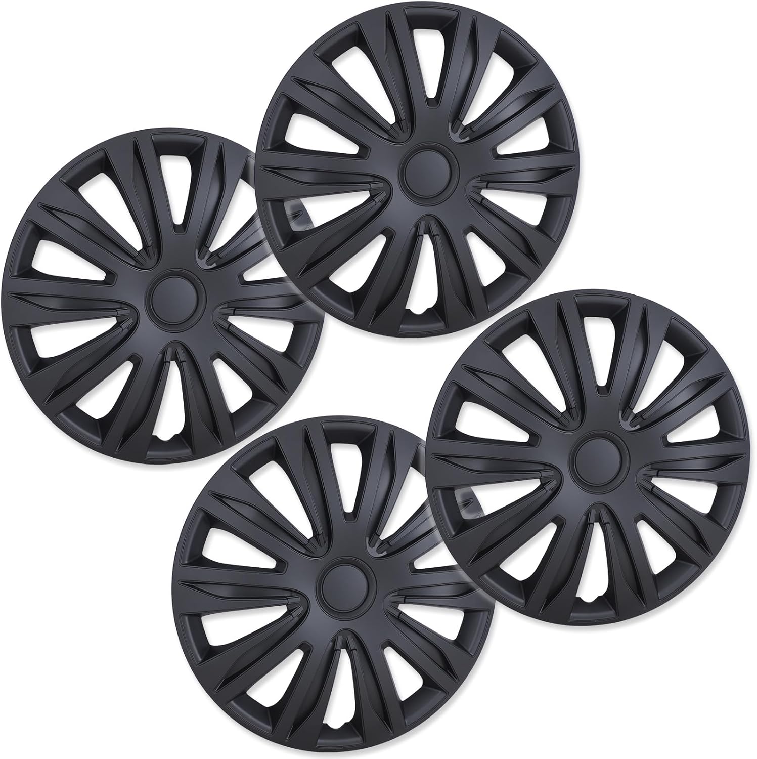 15 Inch Hubcaps,Universal Black Matte Wheel Rim Covers – Set of 4 ABS&PC Material Hub Caps,Snap-on Replacement Caps for Car,Pickup Truck,SUV etc - 15 Inch Black Matte 4-Pack