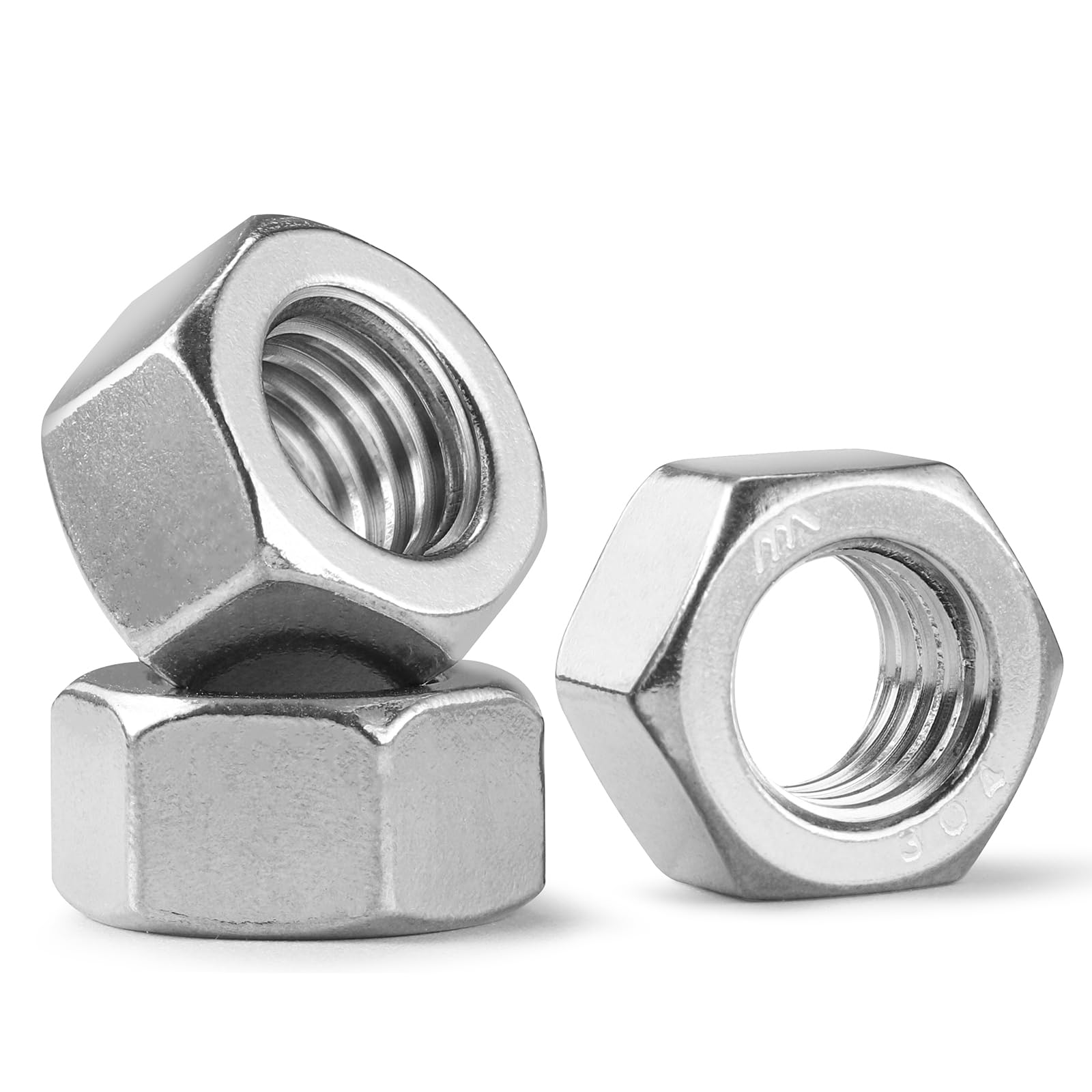 BNUOK 10 Pack 1/2-13 Hex Nuts, Stainless Steel 304 (18-8) Hex Nut, 1/2 Nut Standard Inch Coarse Thread Hex Machine Screw Nuts