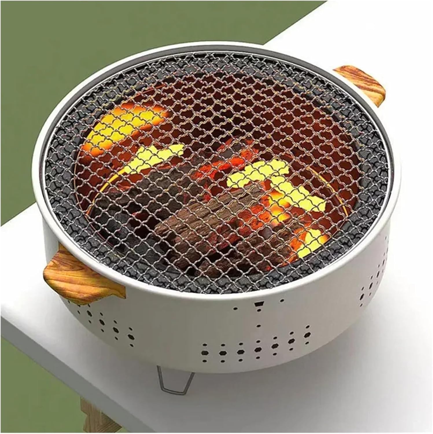 Portable Barbecue Grill Korean Charcoal Stove Stainless Steel Split BBQ Round Non-stick Rack For Outdoor Camping