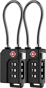 LUGGEX TSA Locks for Luggage, Suitcase Locks TSA Approved, Luggage Locks, Ease of Use &amp; Durable(Black,2 Pack)