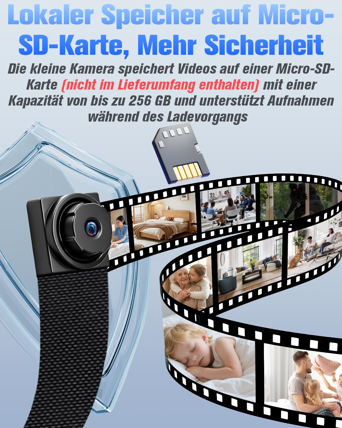 Mini Kamera 1080P HD, Kleine Videokamera Tragbare Bodycam Körperkamera Mit Bewegungserkennung Mikro Cam für Home Office Wohnungen Sicherheit Innen, kein WLAN