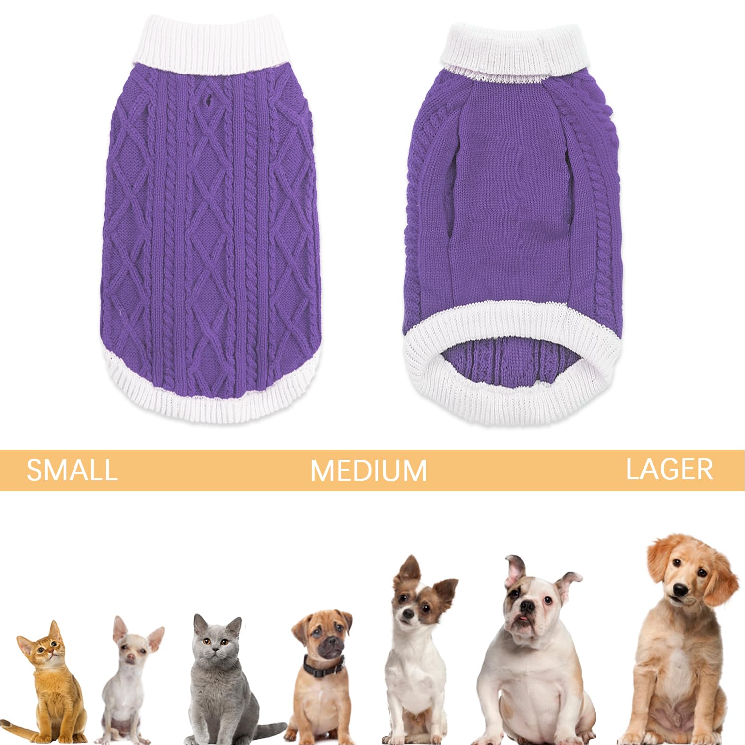 Suéteres para perros pequeños con agujero para correa, cuello alto, suéteres de punto para niños y niñas, ropa cálida suave y de alta elasticidad para mascotas para otoño e invierno, camisas para