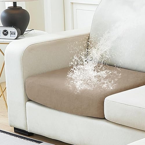 Miniatura 30 de NAISI Fundas de cojín impermeables para sofá, tela de terciopelo grueso, lavables, 3 piezas, fundas individuales para sofá modular con parte