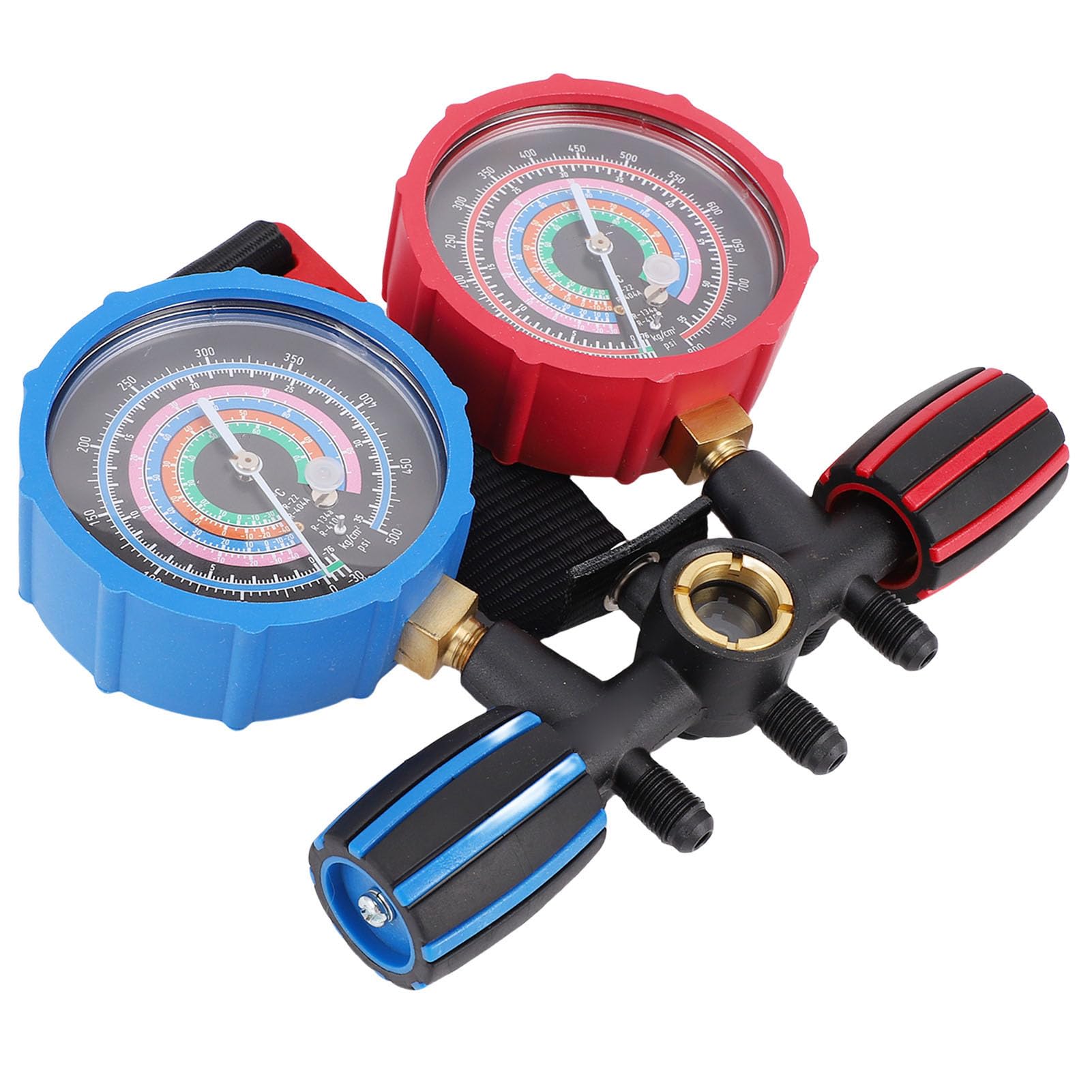 FTVOGUE HVAC Kältemittel Manometer Set, Aluminiumlegierung Messing Konstruktion, für R134 R22 R410A R404 Kühlmittel Befüllung und AC Diagnose