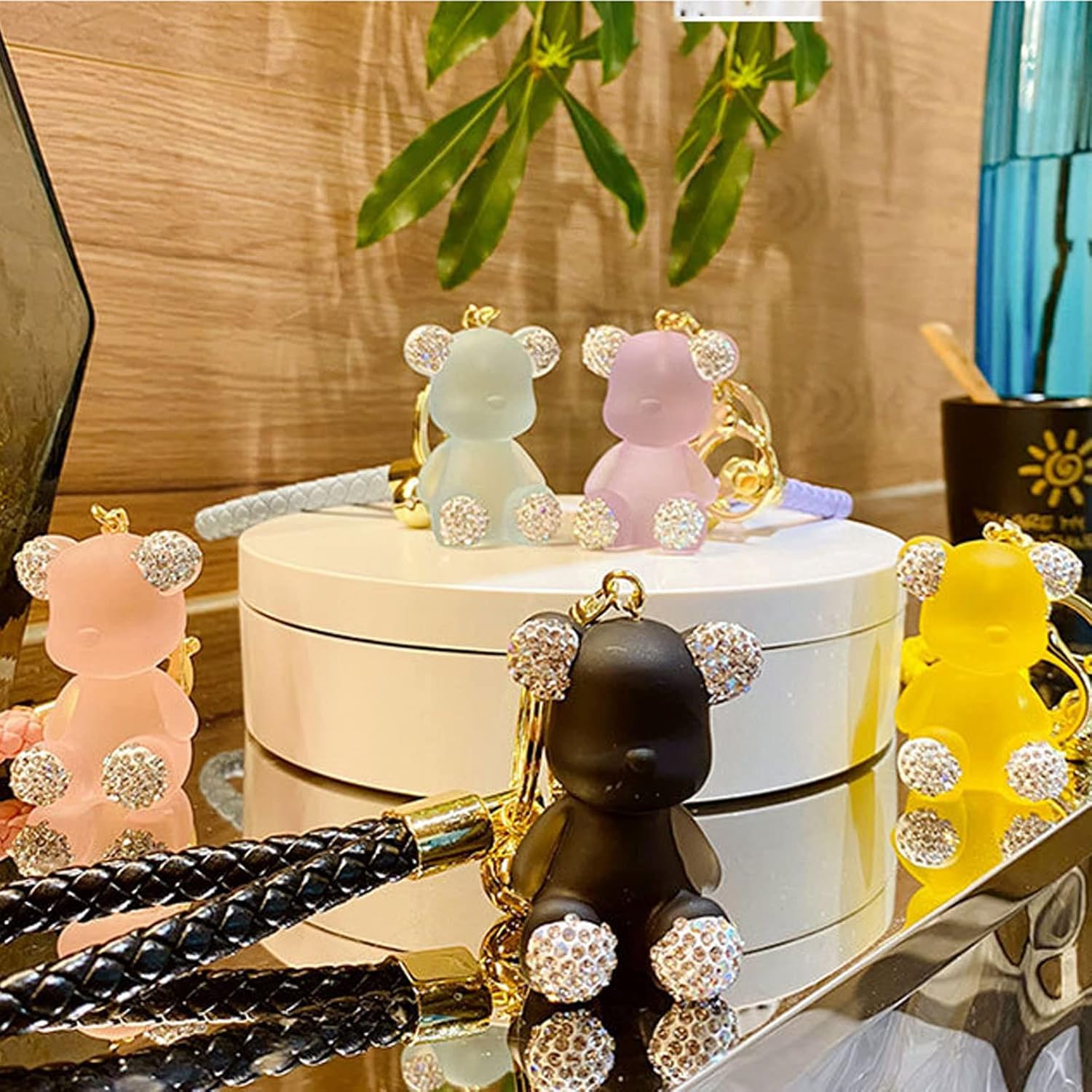 Xinbalove Cute Diamond Bear Design Bags Doll Car Key Backpack Keychain Pendant Boys Girls Men Women Soft Resin Portable Keychain Accessories for Christmas New Year Present (Blue) - Image 5