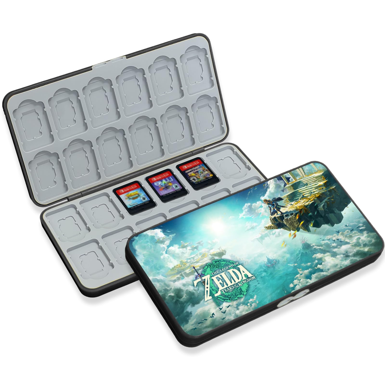 Switch Card Holder, Funda Juegos para Switch, Caja Tarjetas de Juego, con 24 Ranuras para Almacenamiento de Tarjetas de Juego y 24 Ranuras para Tarjetas SD, Silicona Blanda de Carcasa Dura (DC2410)