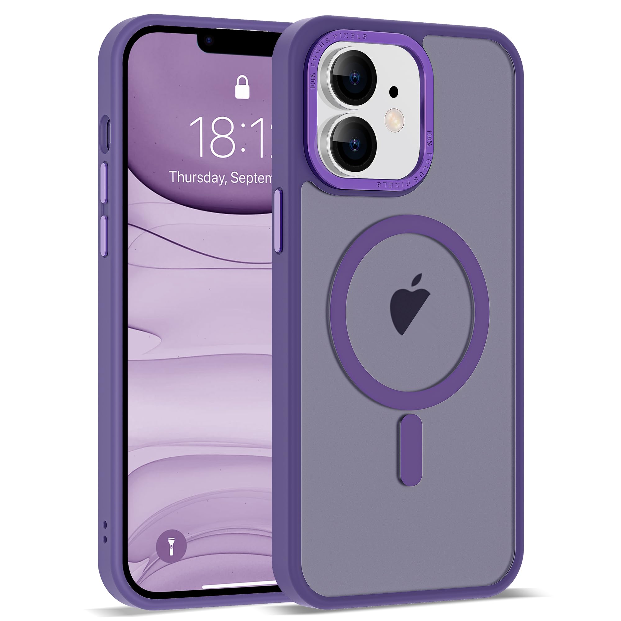 SAITONG Compatible for iPhone 11 Phone Case Translucent Magnetic iPhone 11 Case 6.1" [Great Grip Feeling][Compatible for Mag-Safe], Purple
