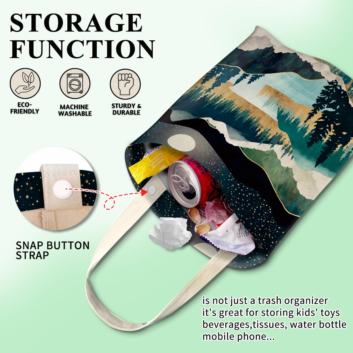 ANKVRP Car Garbage Can – Hanging Trash Bag For Car, Waterproof, Cute Design, Travel & Camping Organizer - View #4