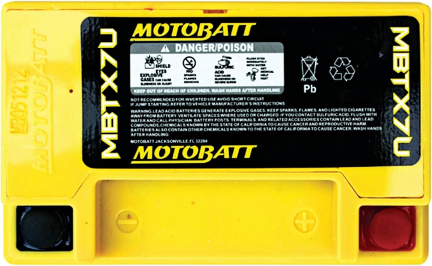 MotoBatt 12 Volt 8 Ah MBTX7U Sealed Maintenance Free AGM Battery
