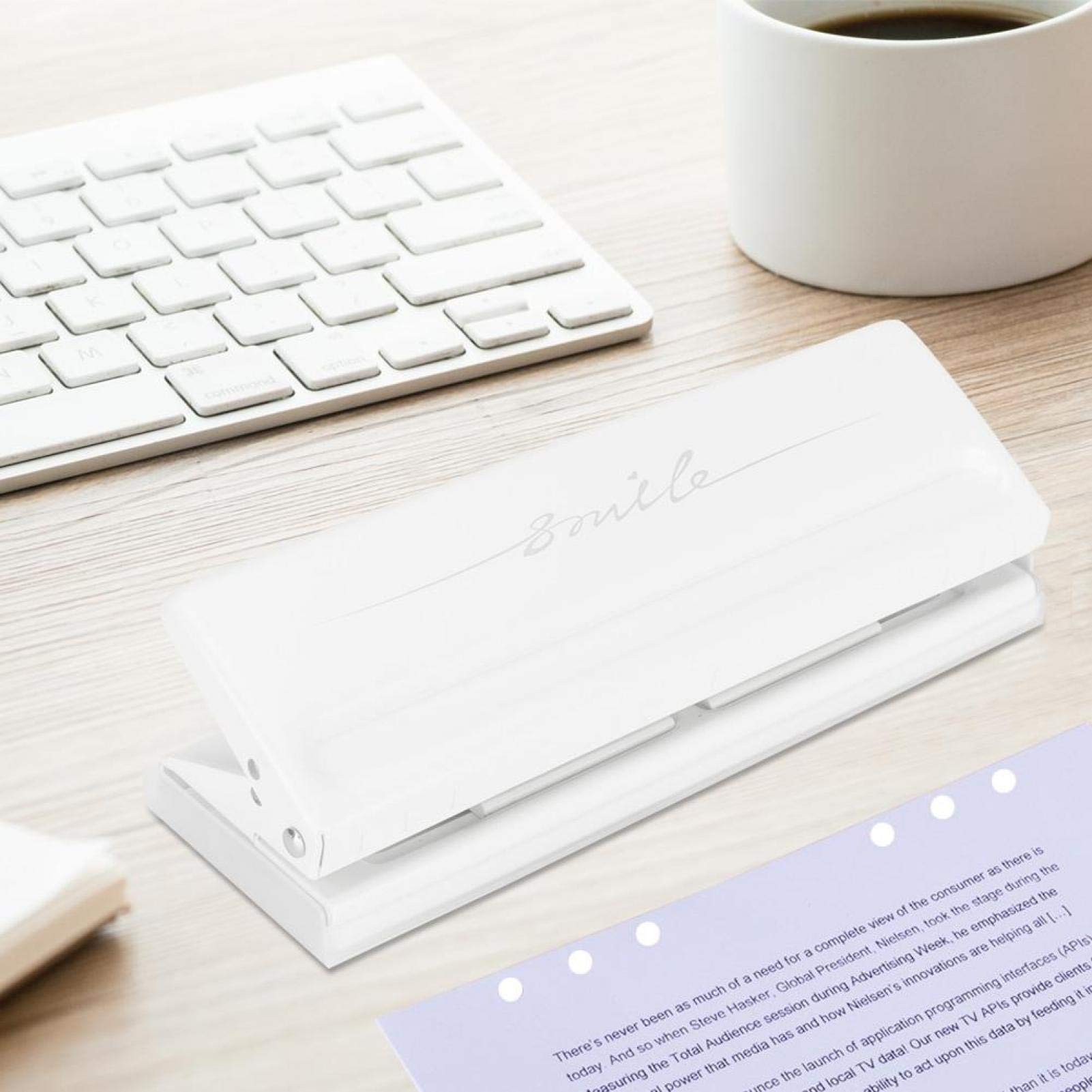 Adjustable Metal 6 Hole Punch Six Ring Day Planner for A4 A5 A6 Pocket Size Home School Office Supplies (White)