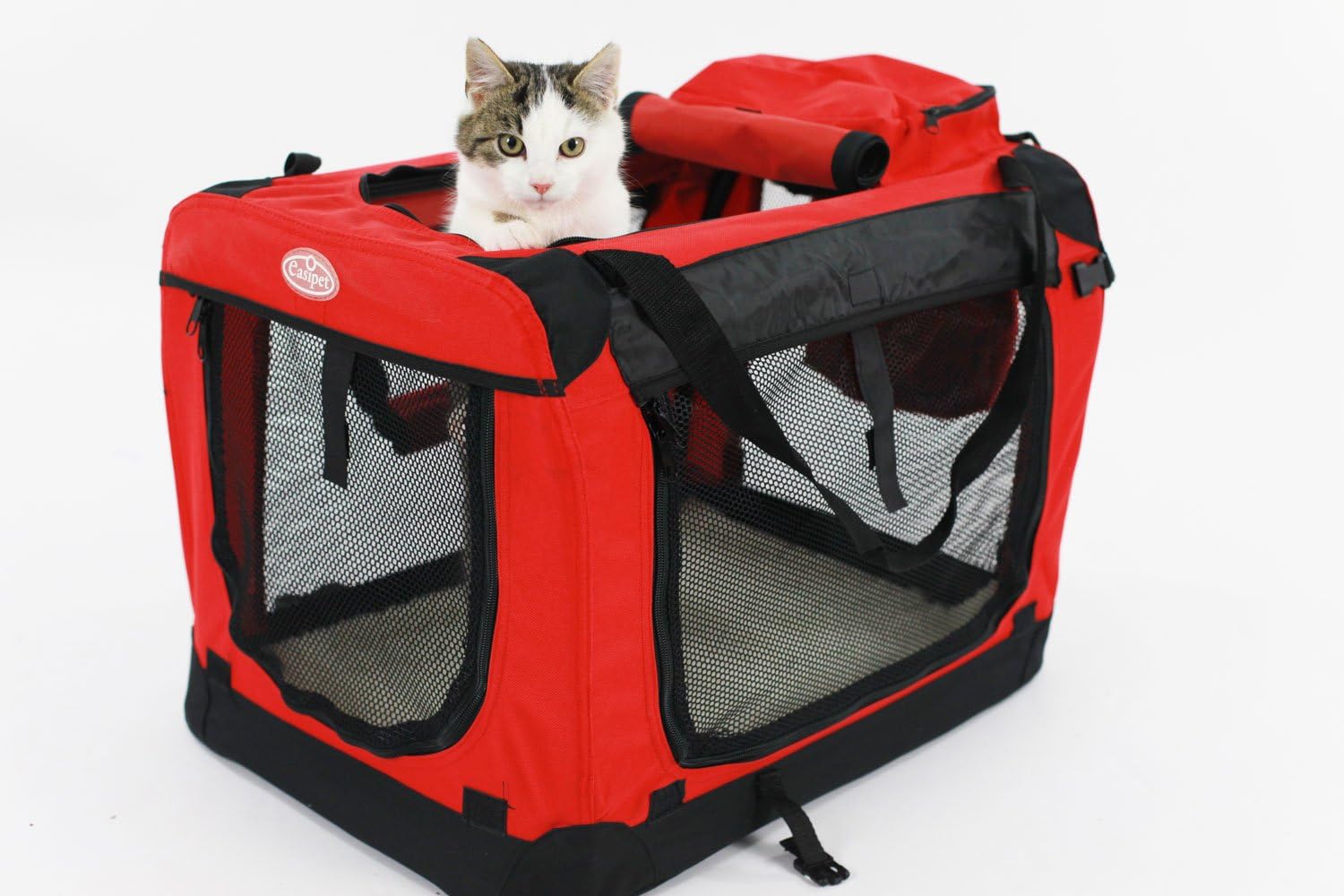Fabric Soft Pet Crate/Carrier, Red, Small (21503) Pet