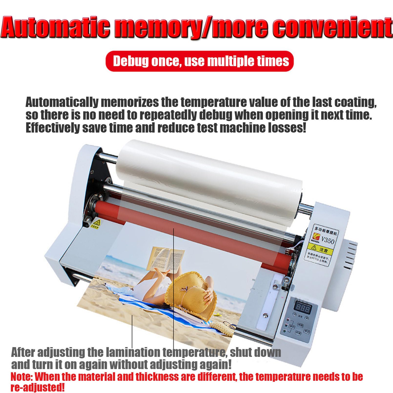 Laminator Na GorąCo Na Zimno, Laminator Z WyśWietlaczem Cyfrowym Jedno- I Dwustronna Maszyna Do Laminowania, Laminator Na GorąCo Na Zimno, Kontrola Temperatury, 35 Cm,220v