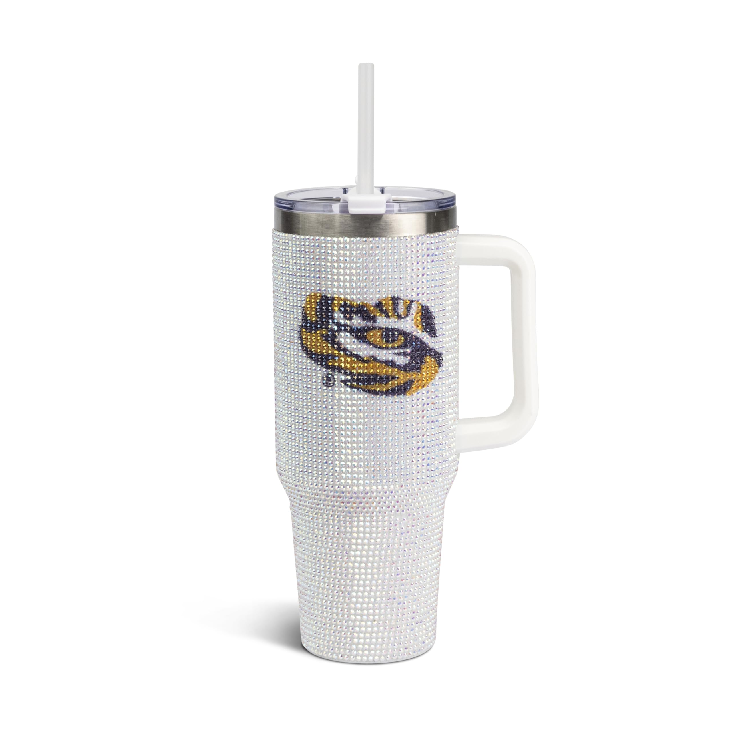 The Memory Company Officially Licensed 40oz White Bling Game Day Tumbler, Louisiana State University