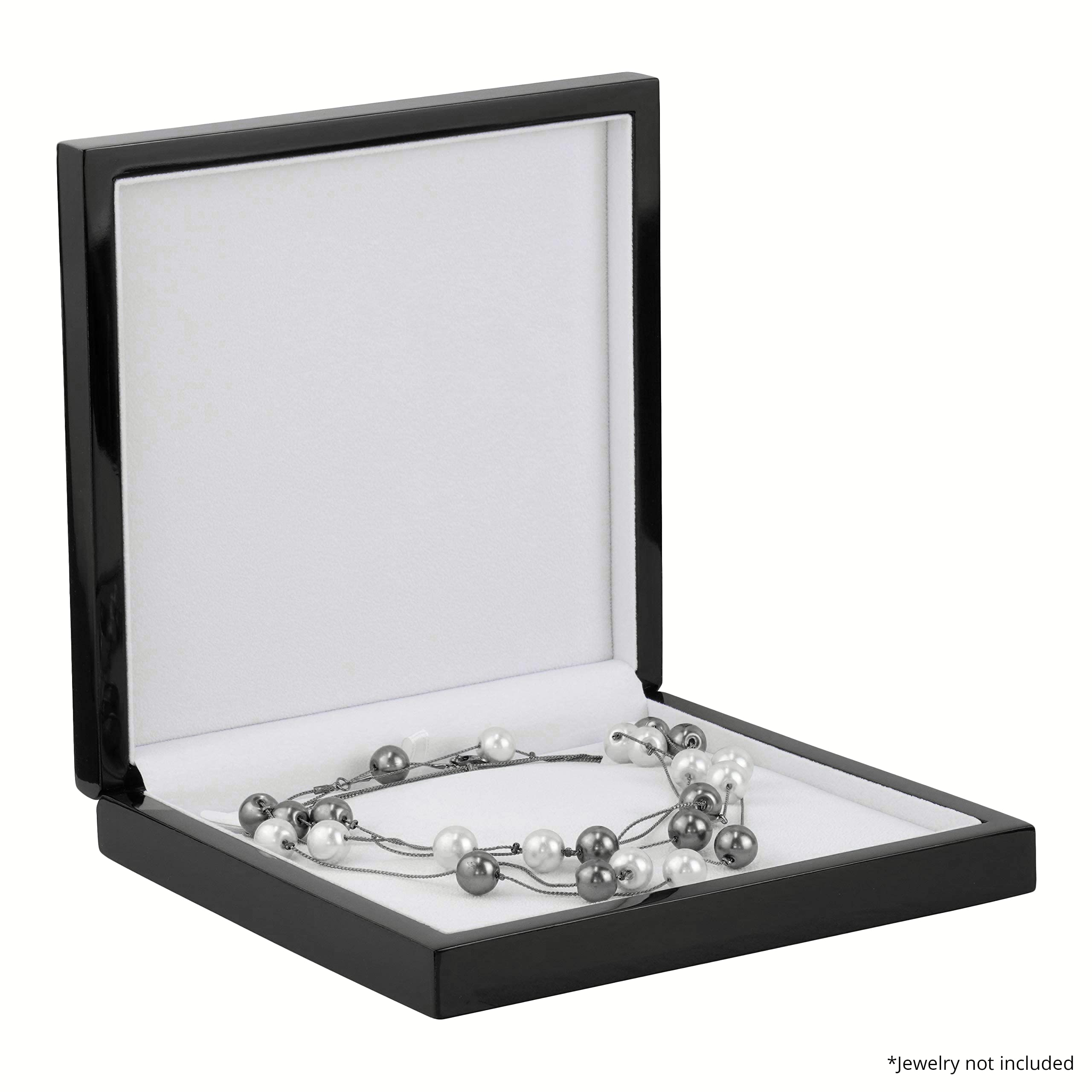 Nobile Nero Pianoforte Anello di Fidanzamento, Braccialetto, orecchino, Ciondolo, Perfetto per la Vostra proposta di Fidanzamento, Matrimonio o Regalo di Nozze Necklace Box