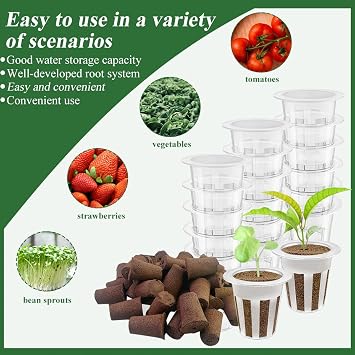80 Hydroponic Growing Sponges,Hydroponic Growing System Seed Planting Room kit,Including 40 Growing Sponges And 40 Growing Baskets,Suitable For Indoor And Outdoor Garden Systems Hydroponic Sponge kit.