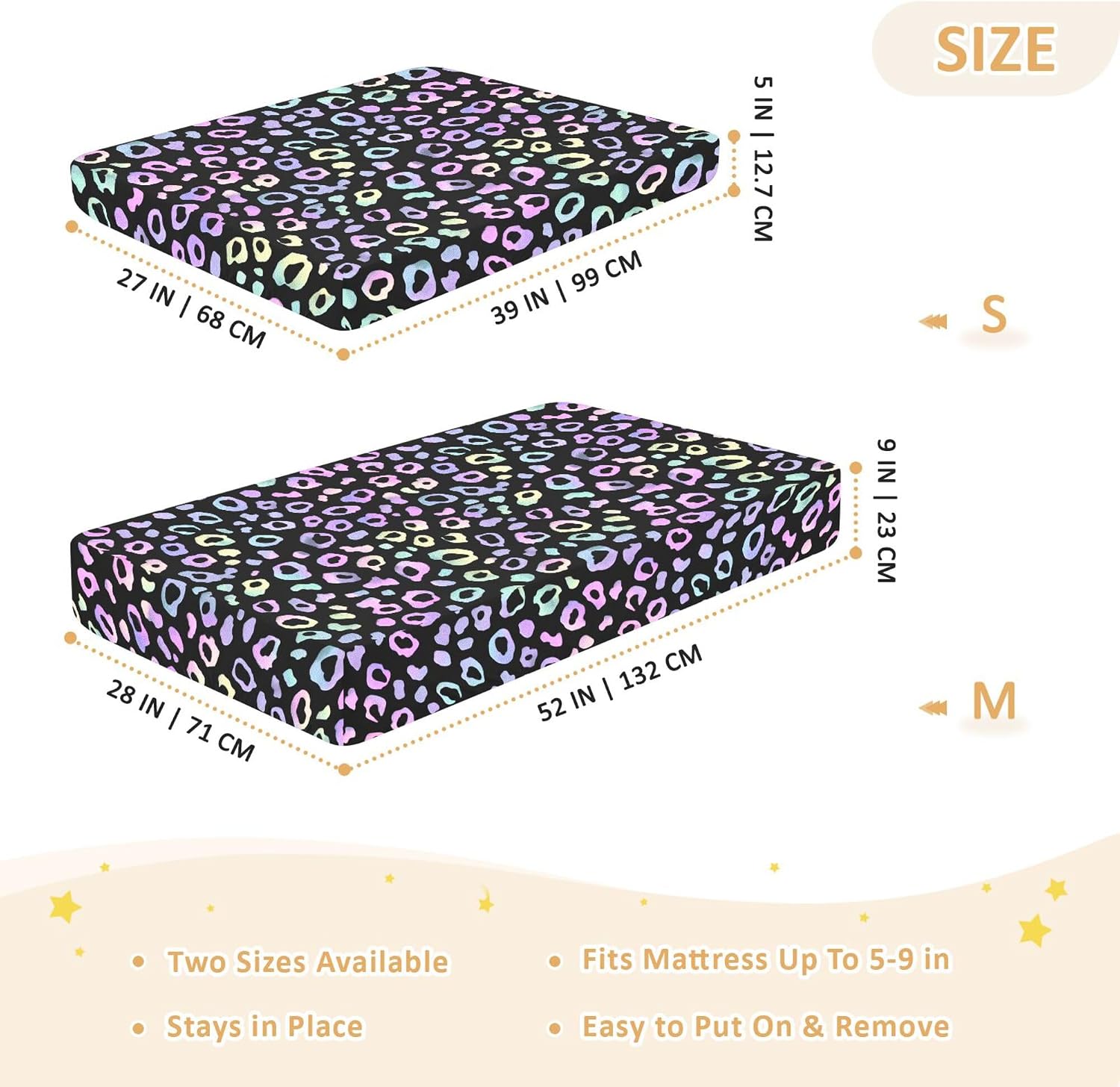 Africa Leopard Prints Neon Crib Sheets Soft Breathable Fitted Cotton Baby Crib Sheets Mattress Cover for Girl Boy, 52" x 28" x 9"