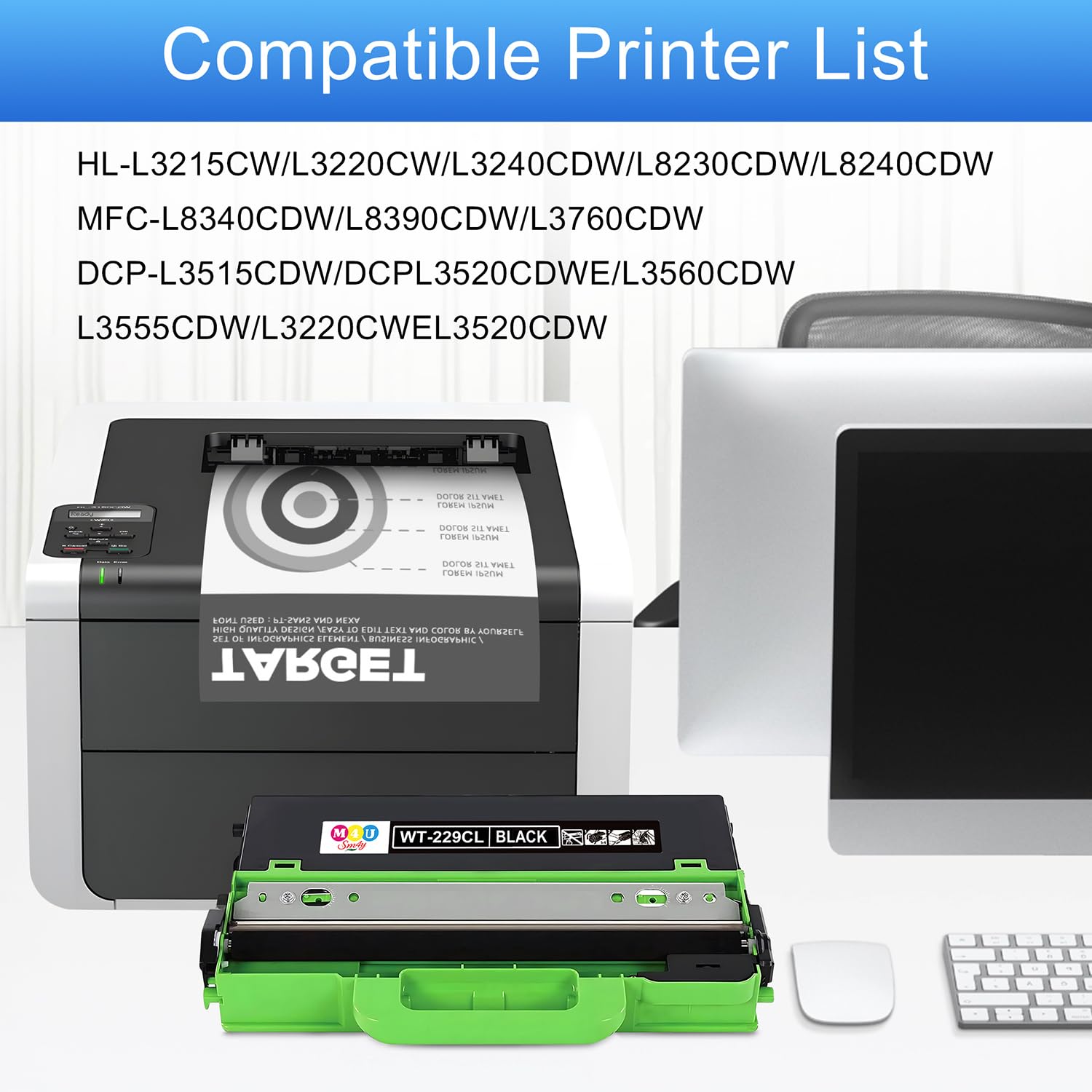 Compatible WT229CL WT-229CL Collecteur de Toner usagé Remplacement du bac de récupération de Toner usagé pour Brother HL-L3215CW/L3220CW/L3240CDW/L8230CDW/L8240CDW (1 Paquet)