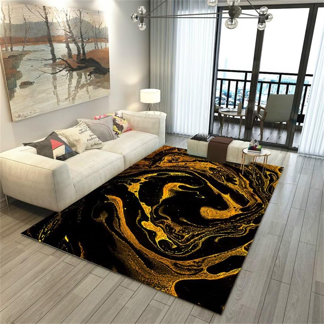 Tapis de chambre adulte noir rectangulaire 100x150cm pour salle à manger moderne