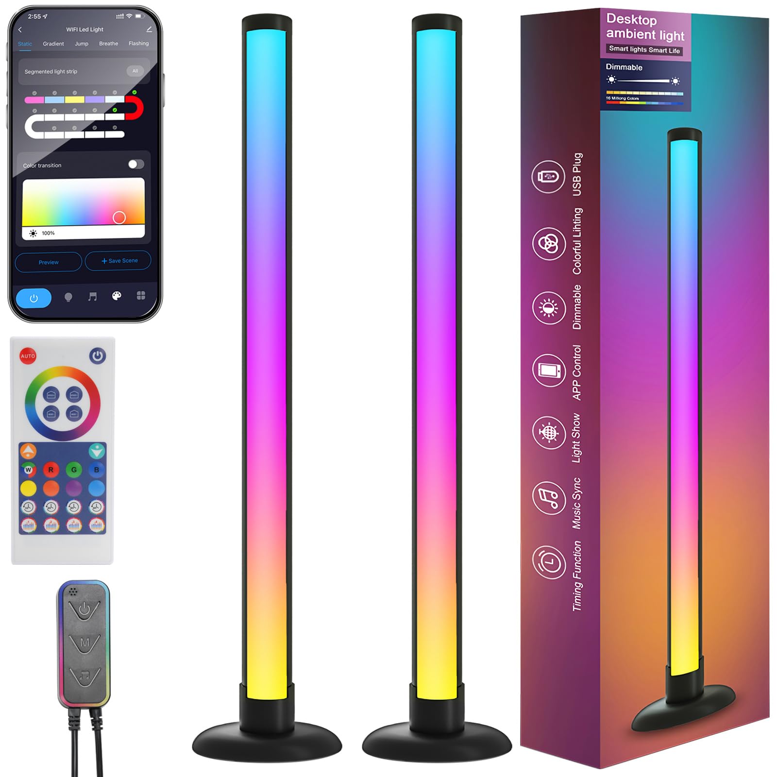 RGBIC striscia luminosa a LED, funziona con Alexa, controllabile tramite app e scatola di controllo, per decorazioni natalizie, adatto per TV computer retroilluminato o comodino