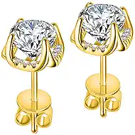2 Carat Moissanite Stud Earrings for Women 2Ct with Certificate S925 Sterling Silver Earring Mother's Day Gift for Mom Mother Daughter