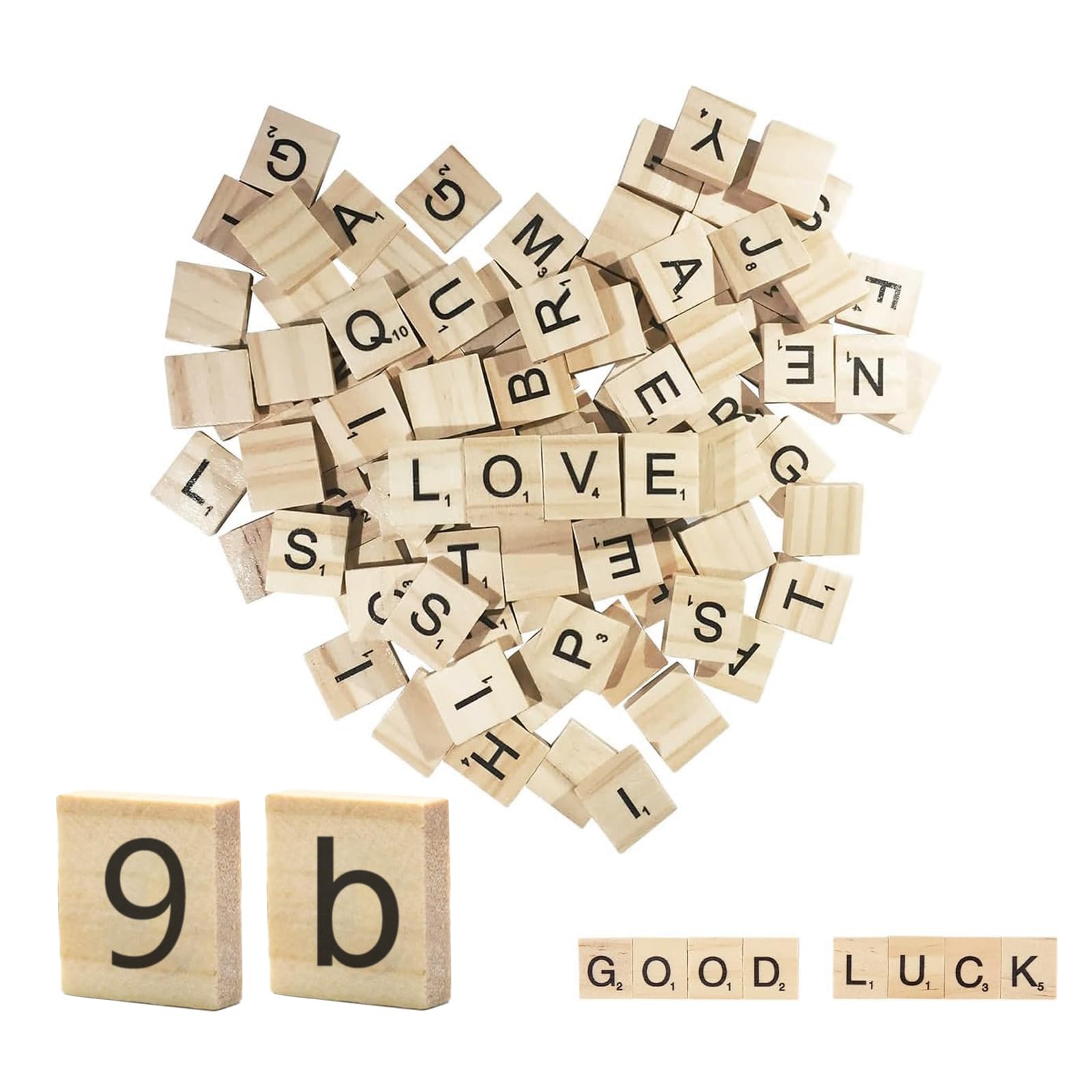 EULAPGOE Wood Colorful Scrabble, Wooden Letter Tiles for Crossword Game Wood Letters Replacement for DIY Craft Gift Decoration Scrapbooking and Making Alphabet Coaster