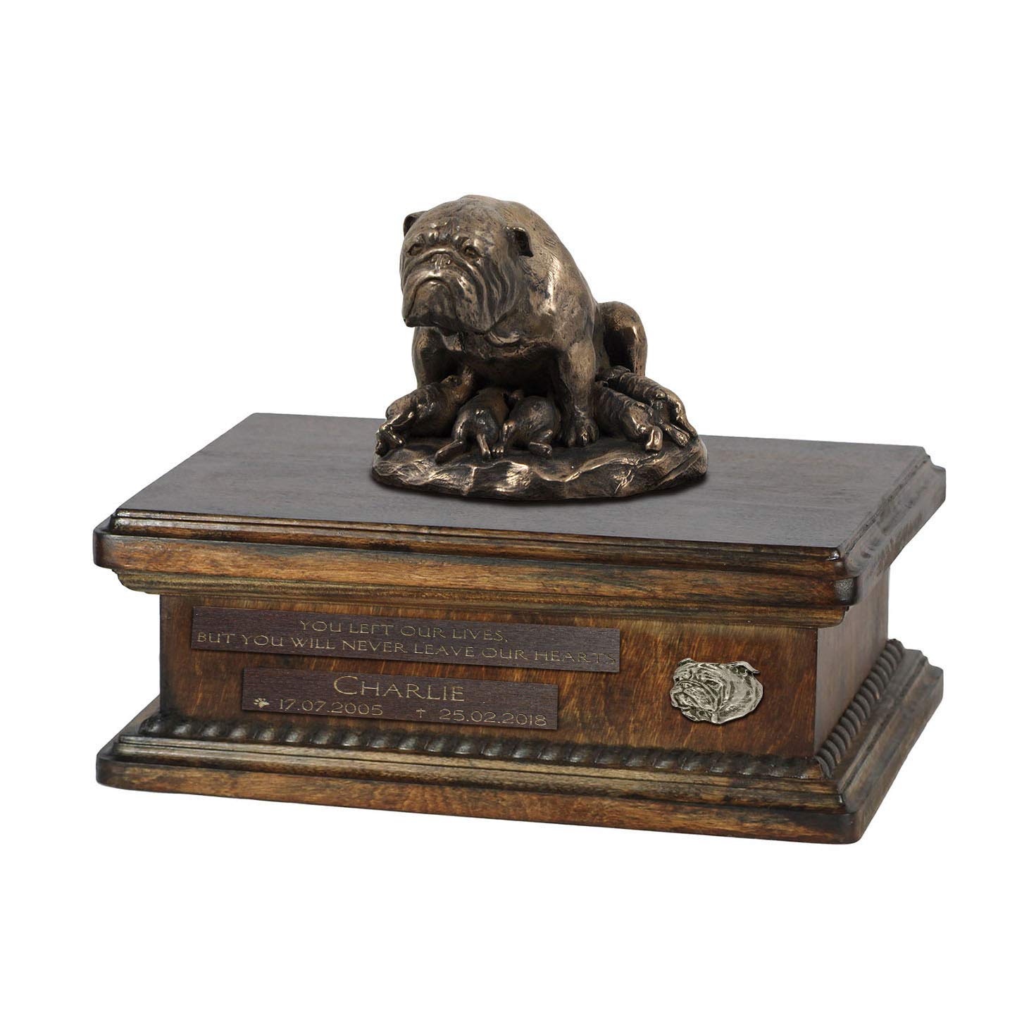 Urne pour les cendres de chien Bouledogue Anglais statue commémorative