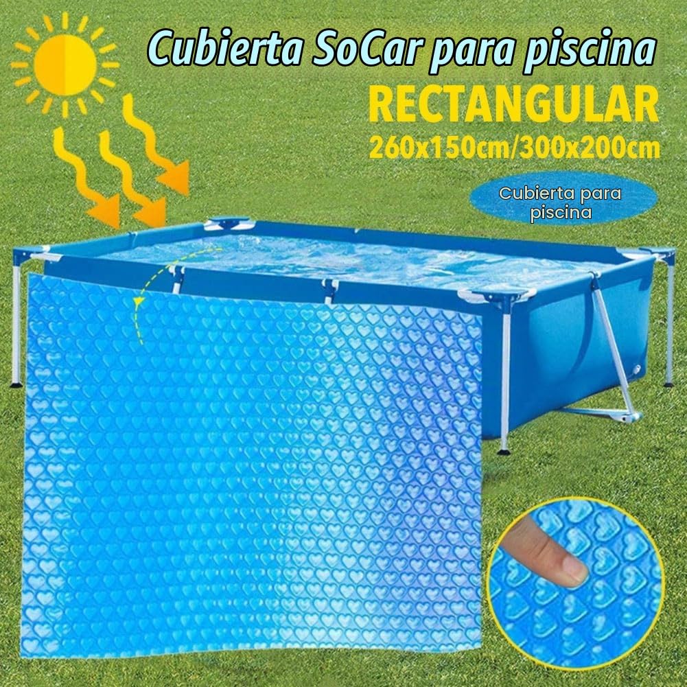 Cubierta Solar Piscina Rectangular, Cubierta De Burbujas para Piscinas, Manta Térmica Espesor, Cobertor De Verano Isotérmico para Ahorro Energético (300x200cm)