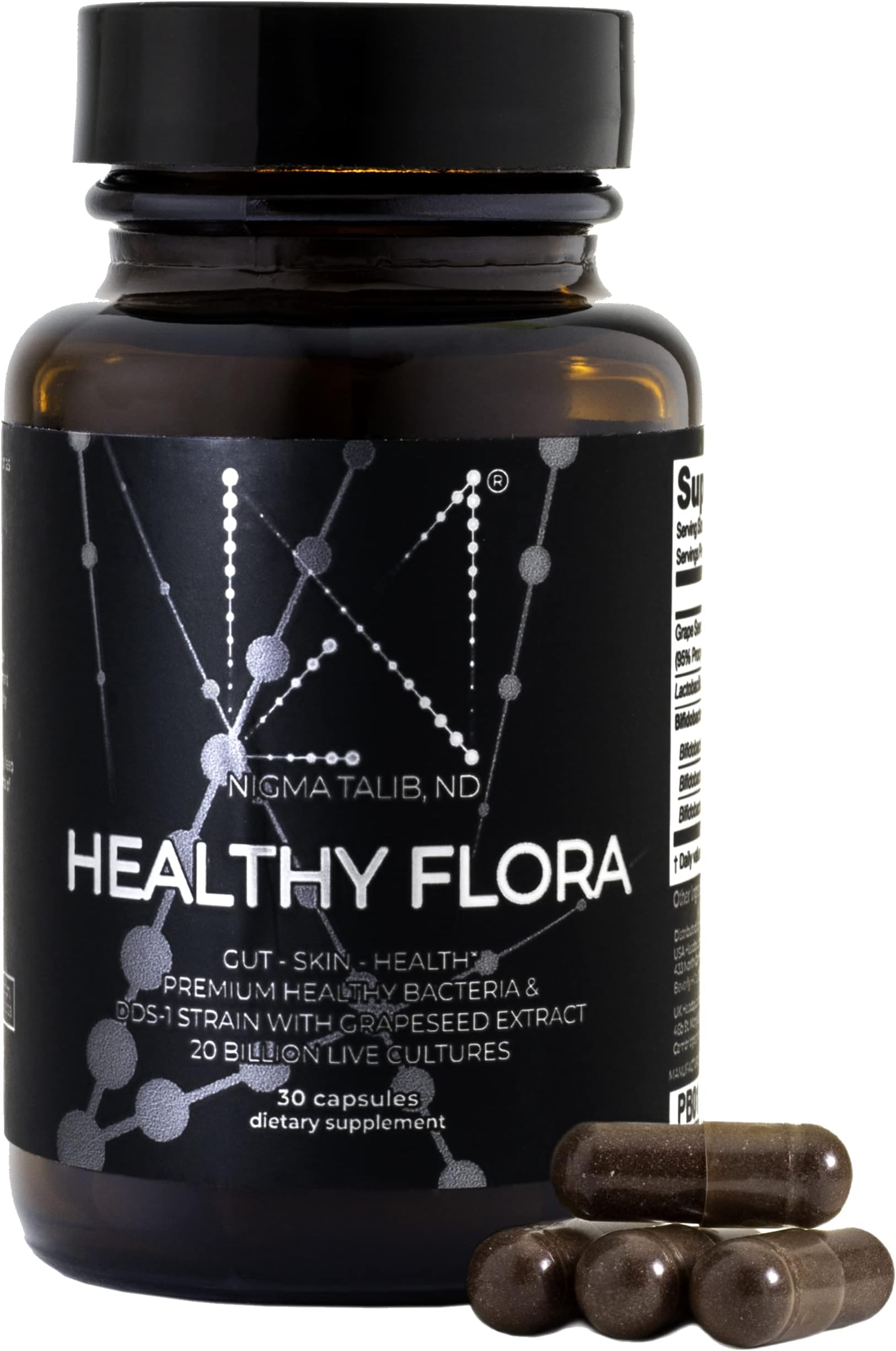 Dr. Nigma Healthy Flora Probiotic for Digestion, Gut, Skin Health - 30 Capsules