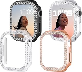Wingle 4 Pack Compatible with Apple Watch 40mm Case Cover,Crystal Bling Case Diamond Protective Face Cover Protector Sparkling Frame Covers Bumper for iWatch Series 7 6 5 4 3 2 1 SE Women Girls