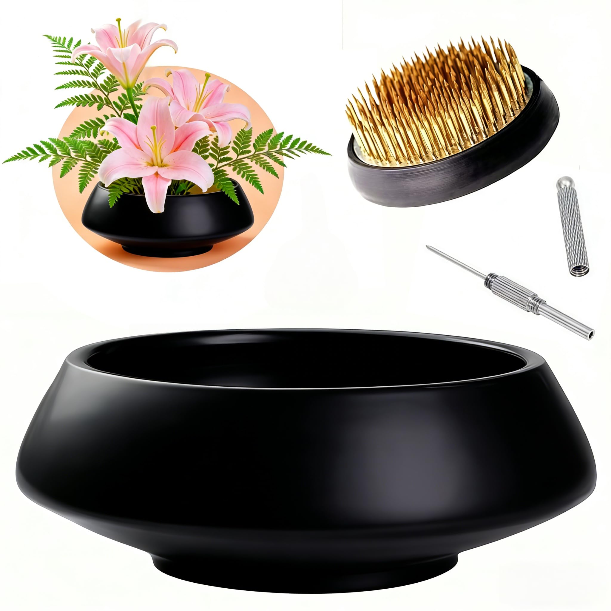 Amazon.com: Eggone 陶瓷花盆插花套組日本花花插花藝術用品手工花碗
