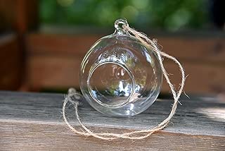 4 X Hanging Clear Glass Bauble Sphere Ball Candle Tea Light Holder Plant Terrarium, 10cm in Diameter, Perfect for Garden Outdoor Wedding Decoration - coolthings.us