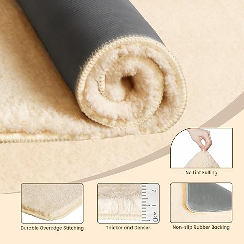 Miniatura 5 de TECHMILLY Shaggy Bathroom Rug Mat 32x20, Absorbent Thick Non Slip Microfiber Mats, Quick Dry Machine Washable Bath Rug for Bathroom Floor, Bathtub