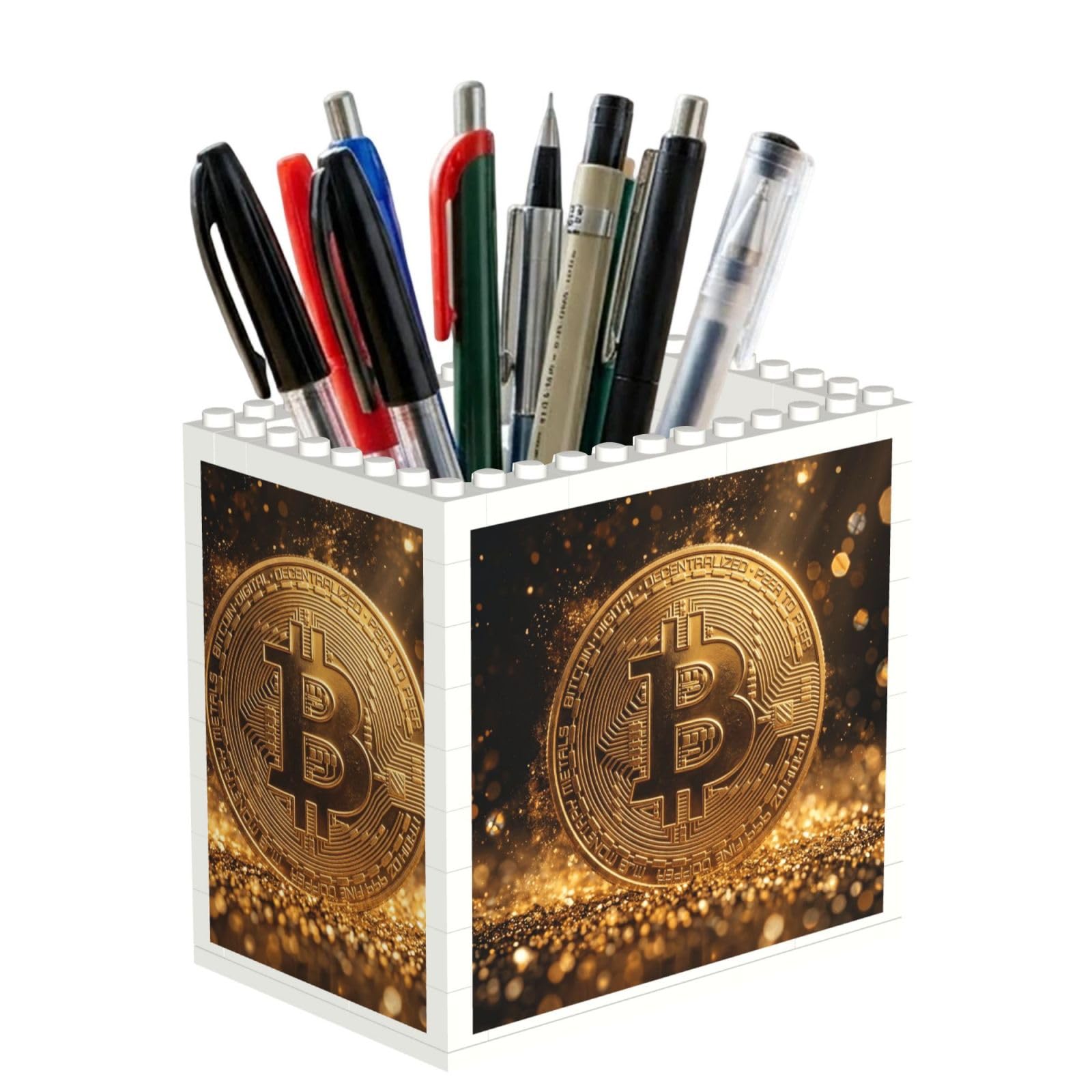 SXZVVBN Gold Coin Building Block Desk Tidy ABS Organiser
