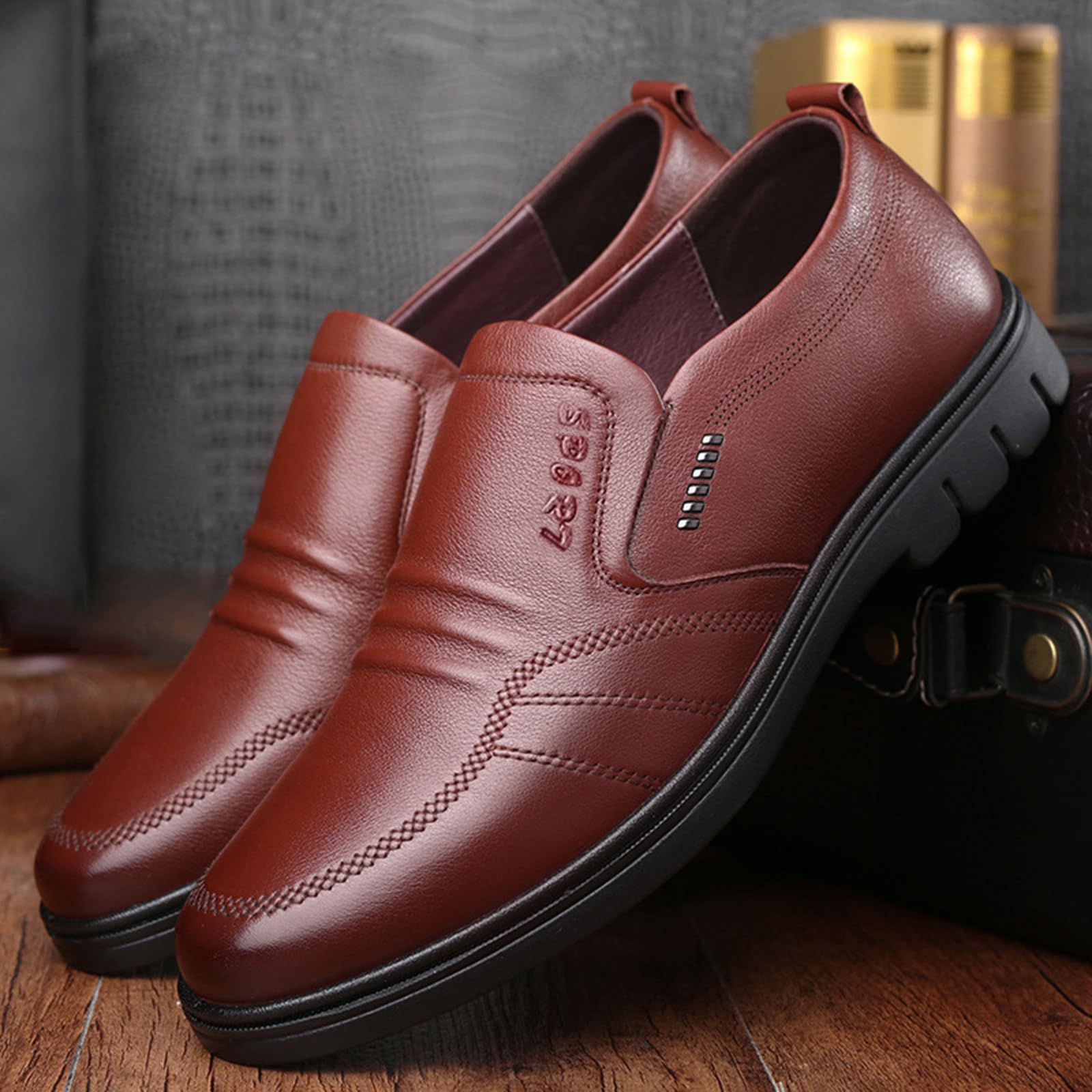 Zapatos Casuales De Cuero Hombre,Zapatos Vestir Hombre Comodos,Zapatos De Vestir CláSico,CóModo De Llevar,Adecuado Tanto para Ocasiones Formales como Informales