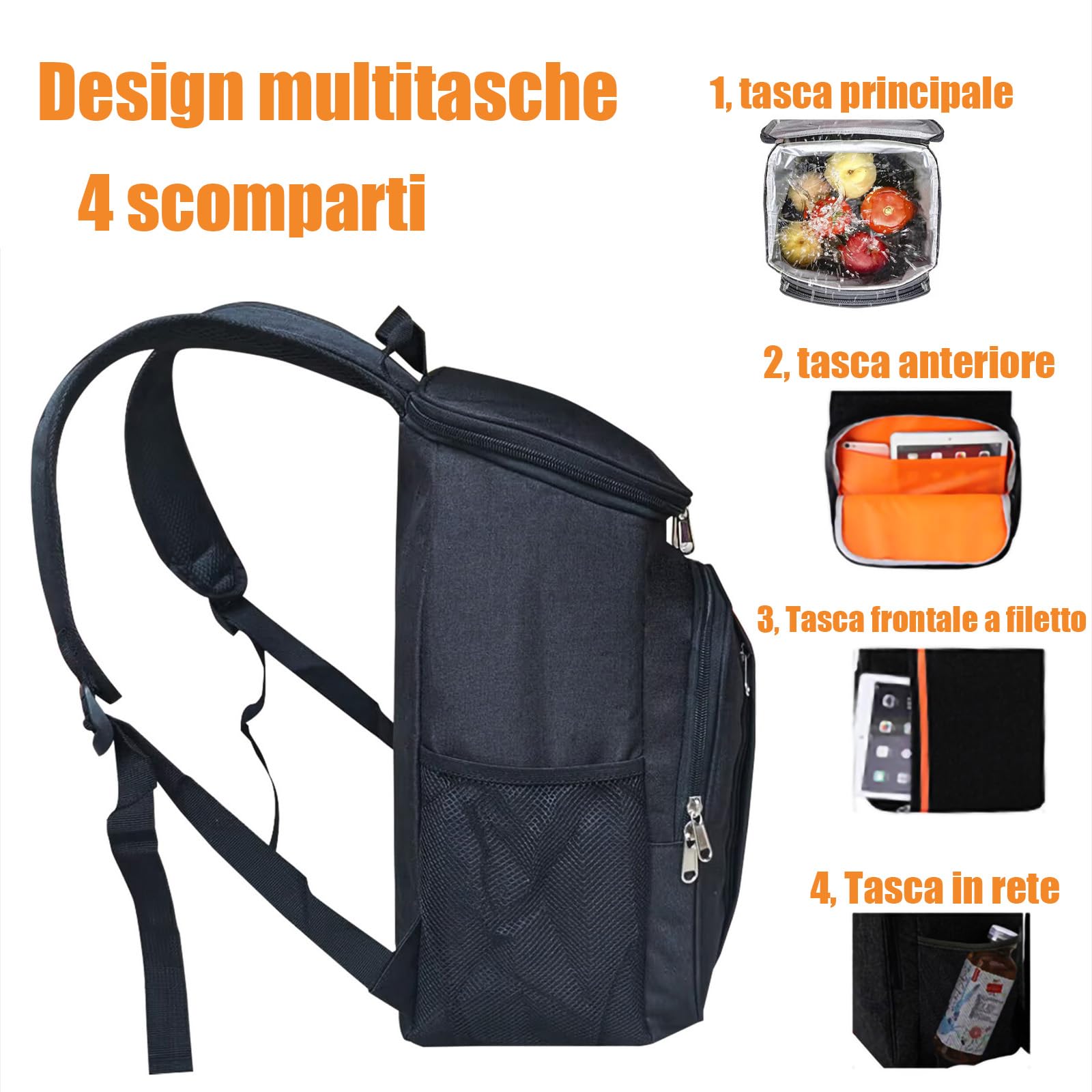 LVEDEORY Zaino Termico Frigo,Borsa Termica Porta Pranzo,22l Lmpermeabile Borsa Termica,Adatto Lavoro,Campeggio,Viaggi,Attività all'aperto ed eventi sportivi