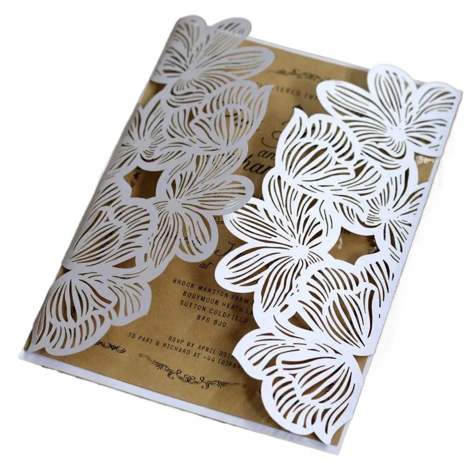 10 Pezzi Eleganti Biglietti di invito for Feste di Nozze con Taglio Laser a Forma di Fiore