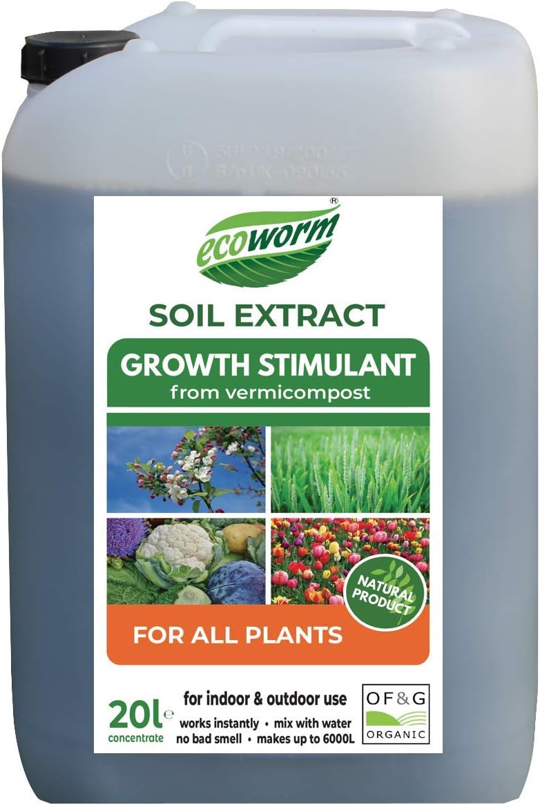 Ecoworm Soil Extract for All Plants - Organic Vermicompost Fertiliser - All Purpose Growth Stimulant, Soil Conditioner, Rebuilder, Natural Pest Control - 20L makes up to 6000L