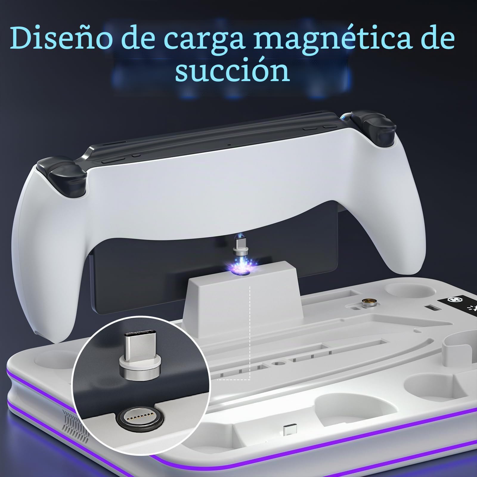 Estación de refrigeración Delgada PS5 con Cargador de Controlador LED RGB, Accesorios PS5, Color Blanco