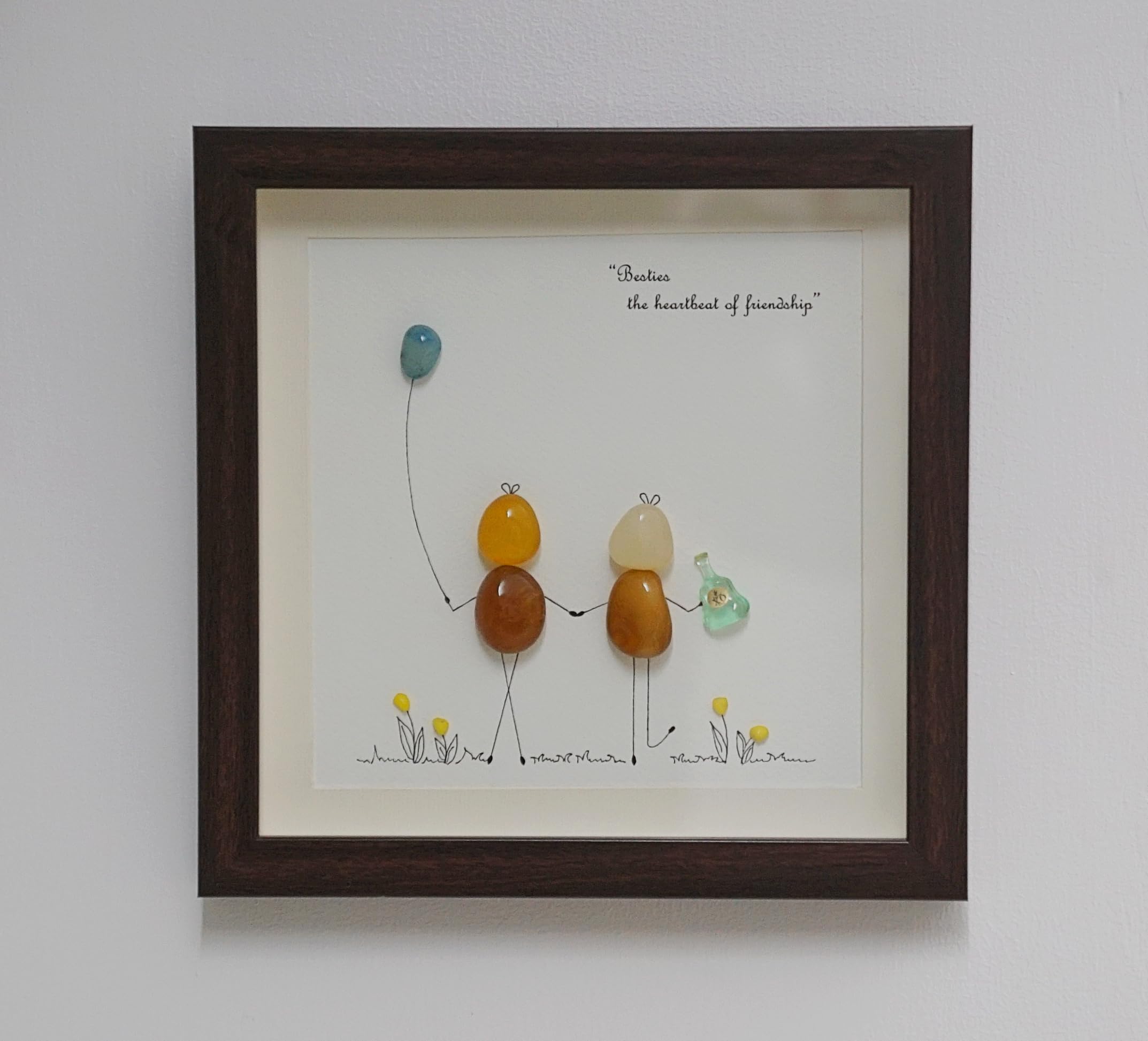 MYSTONE STORY Pebble Wall Art, Handmade Natural Stone Art, Multicolour, Contemporary Style, 45 x 60 cm, Matte Finish, Love Theme, Rectangular Frame, Living Room Decor-image-25