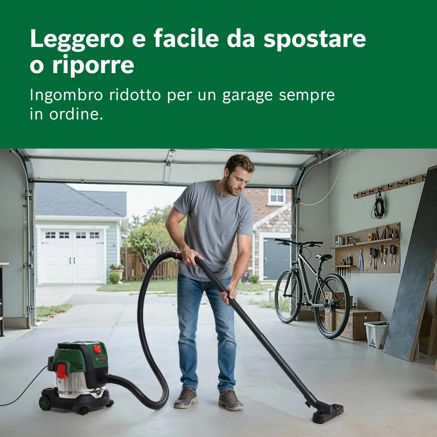 Bosch Aspirapolvere a filo PAS15-220 (Tubi di prolunga, tubo di aspirazione 2,2 m, tubo a gomito/impugnatura, bocchette, borsa in tessuto (Uni), filtro plissettato piatto, UniversalAdapter)